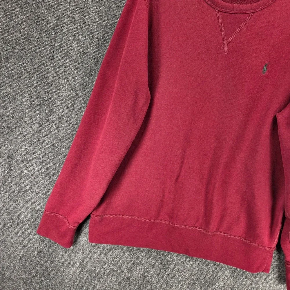 Polo Ralph Lauren‎ Fleece Pullover Sweatshirt Mens Large Red Cotton Blend Preppy